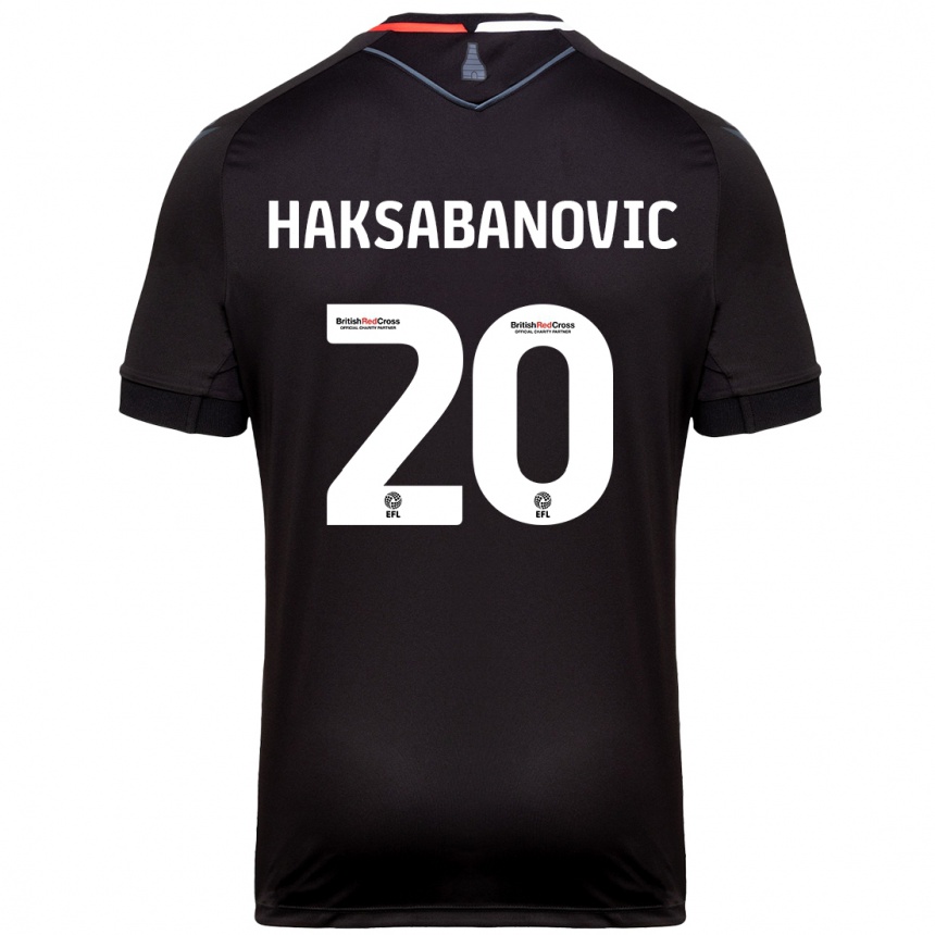 Men Football Sead Hakšabanović #20 Black Away Jersey 2024/25 T-Shirt Za