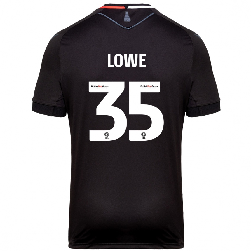 Men Football Nathan Lowe #35 Black Away Jersey 2024/25 T-Shirt Za