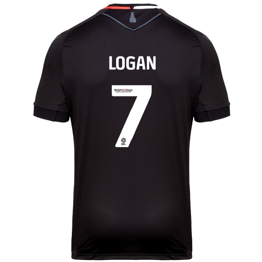 Men Football Heidi Logan #7 Black Away Jersey 2024/25 T-Shirt Za