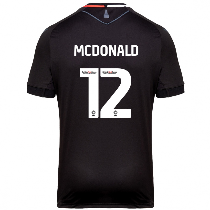 Men Football Kayleigh Mcdonald #12 Black Away Jersey 2024/25 T-Shirt Za