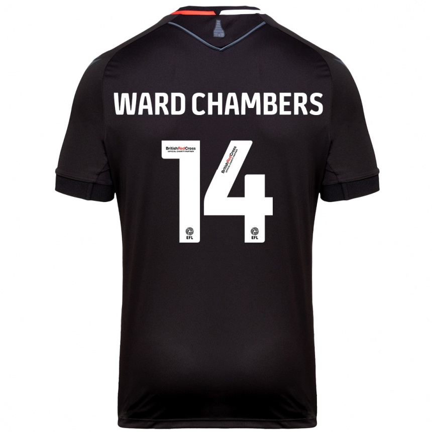 Men Football Courtnay Ward-Chambers #14 Black Away Jersey 2024/25 T-Shirt Za