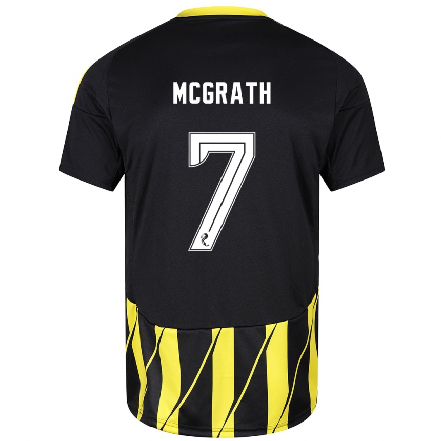 Men Football Jamie Mcgrath #7 Black Yellow Away Jersey 2024/25 T-Shirt Za