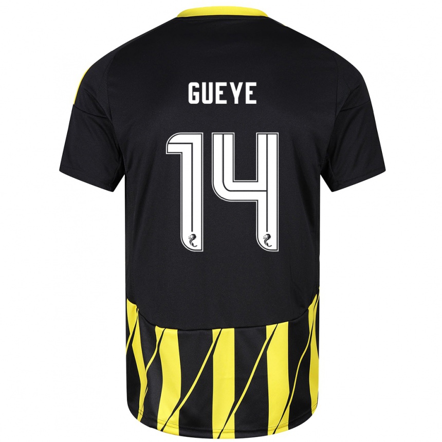 Men Football Pape Habib Gueye #14 Black Yellow Away Jersey 2024/25 T-Shirt Za