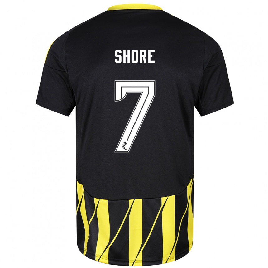 Men Football Eilidh Shore #7 Black Yellow Away Jersey 2024/25 T-Shirt Za