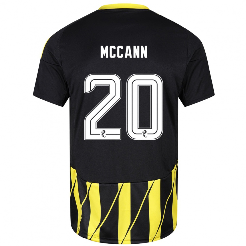 Men Football Annalisa Mccann #20 Black Yellow Away Jersey 2024/25 T-Shirt Za