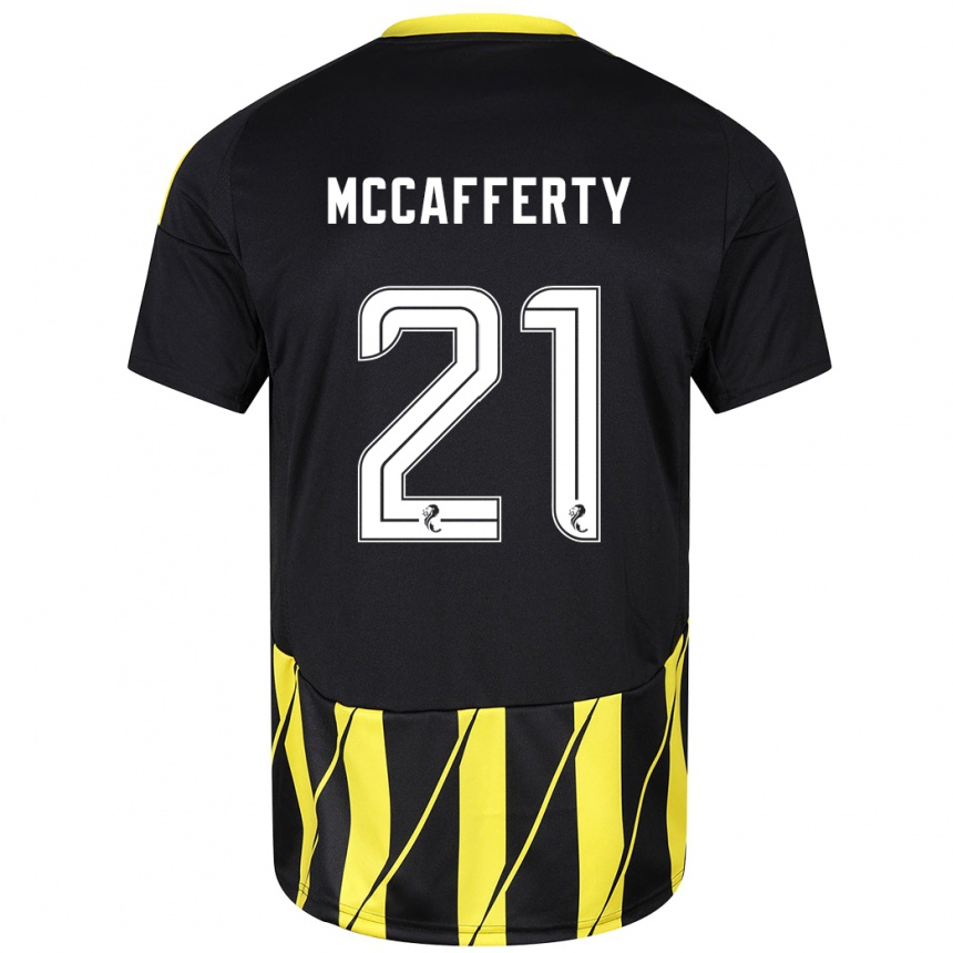 Men Football Eirinn Mccafferty #21 Black Yellow Away Jersey 2024/25 T-Shirt Za