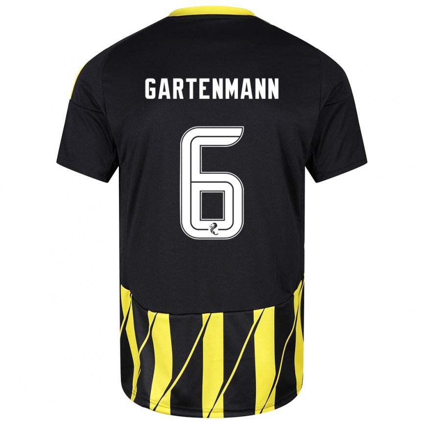 Men Football Stefan Gartenmann #6 Black Yellow Away Jersey 2024/25 T-Shirt Za