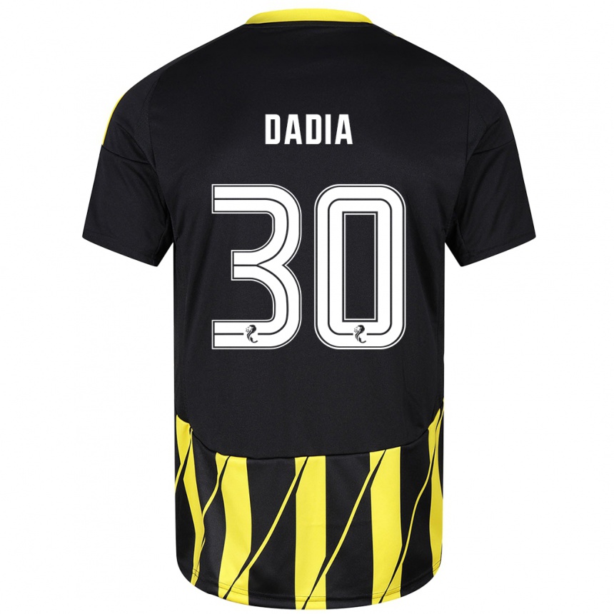 Men Football Or Dadia #30 Black Yellow Away Jersey 2024/25 T-Shirt Za