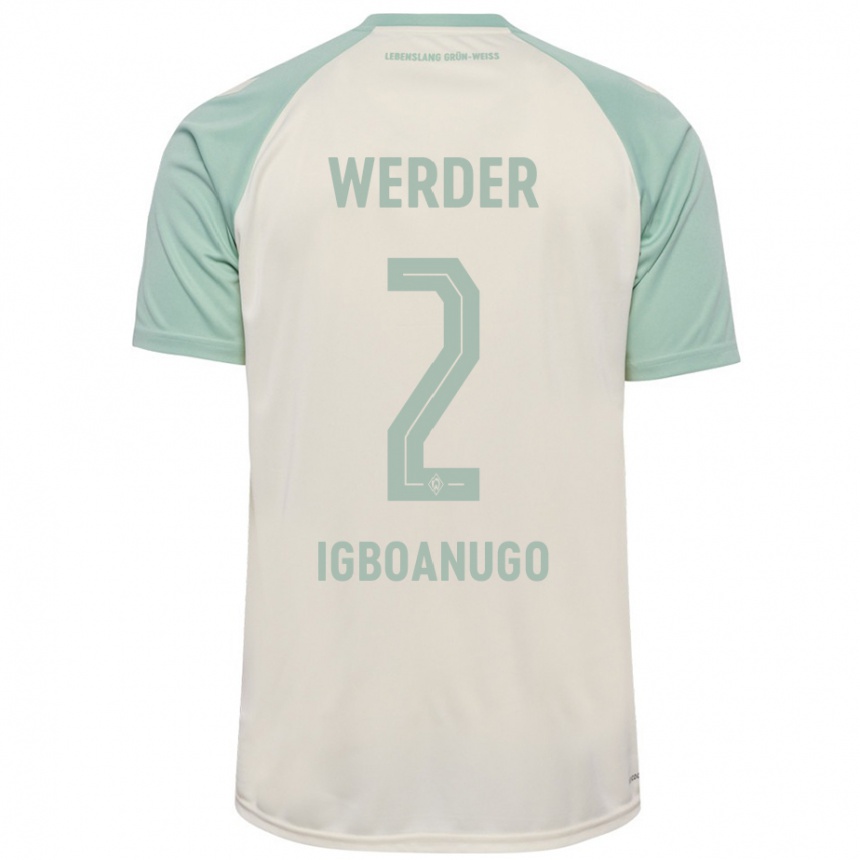 Men Football David Igboanugo #2 Off-White Light Green Away Jersey 2024/25 T-Shirt Za