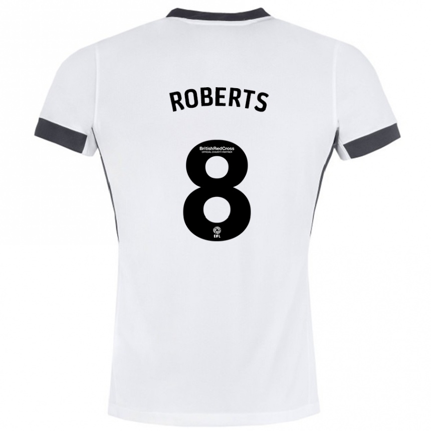 Men Football Tyler Roberts #8 White Black Away Jersey 2024/25 T-Shirt Za