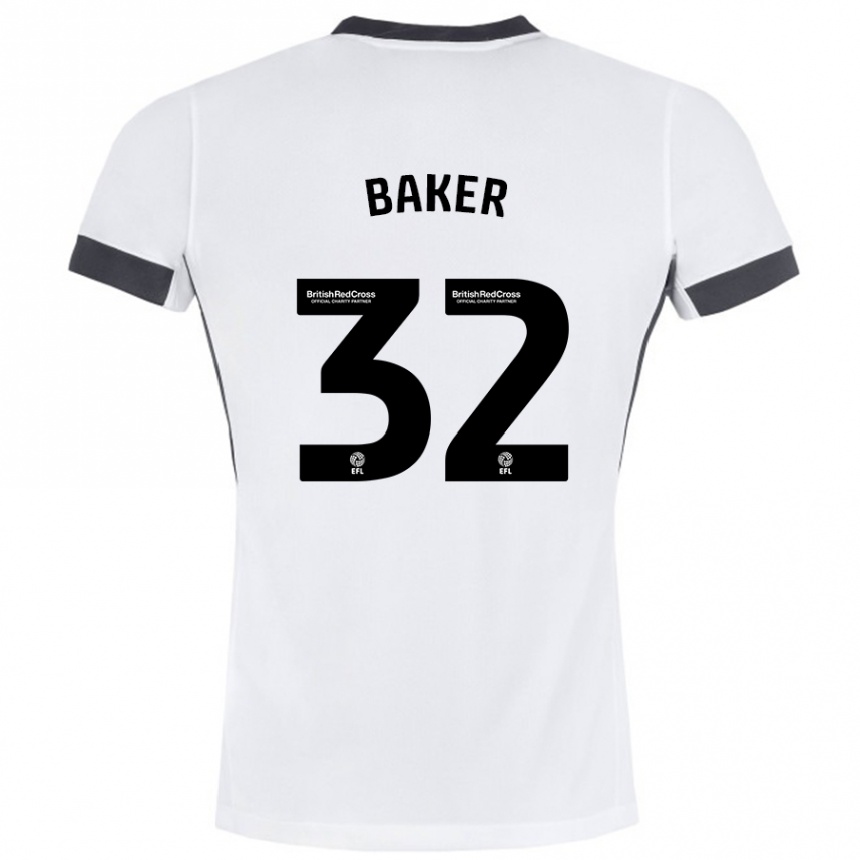 Men Football Ava Baker #32 White Black Away Jersey 2024/25 T-Shirt Za