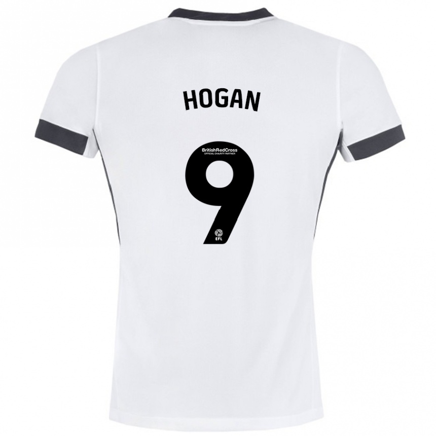 Men Football Scott Hogan #9 White Black Away Jersey 2024/25 T-Shirt Za