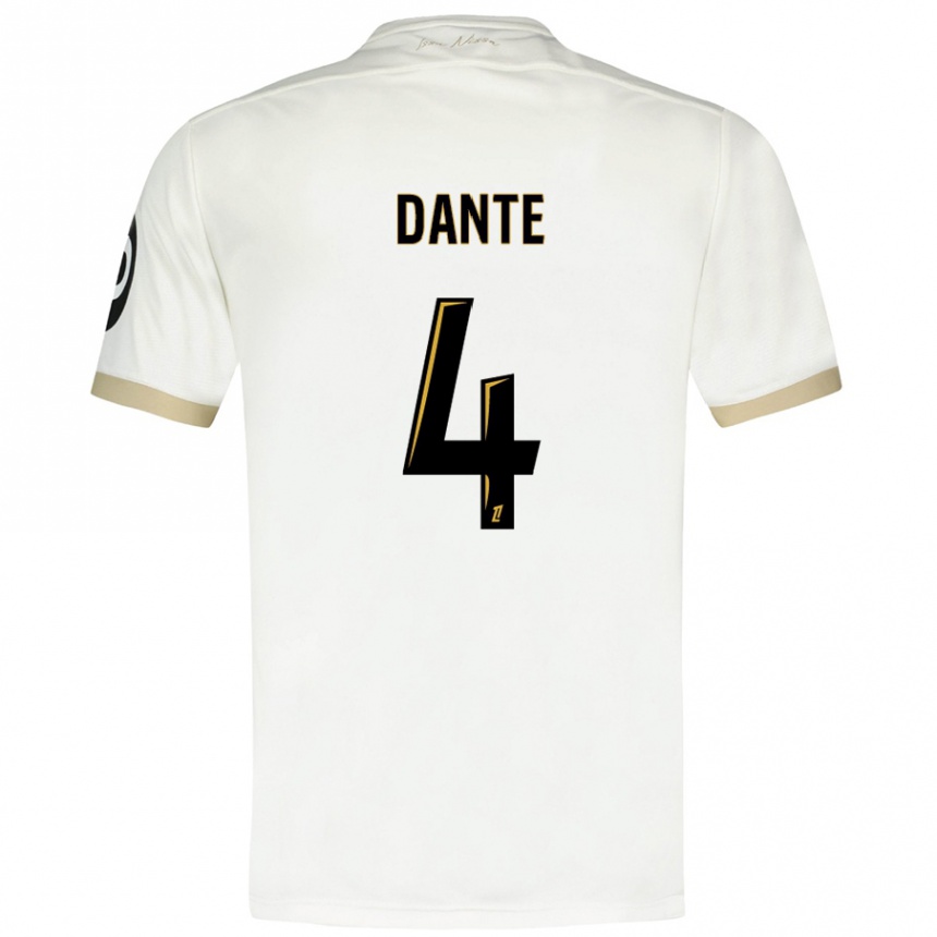 Men Football Dante #4 White Gold Away Jersey 2024/25 T-Shirt Za