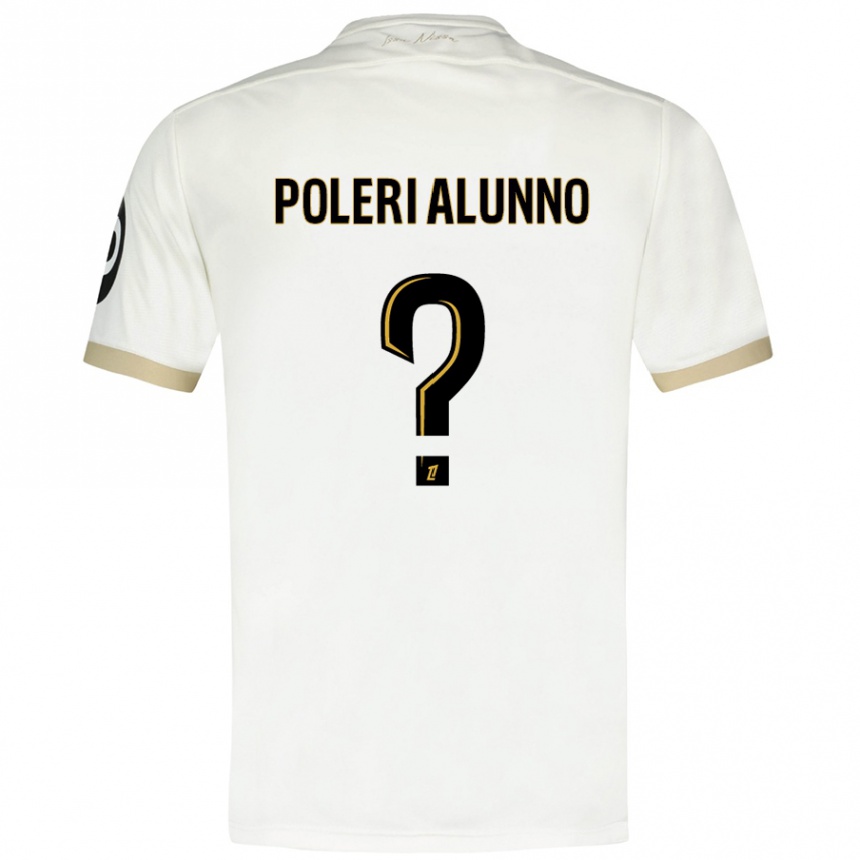 Men Football Mathis Poleri Alunno #0 White Gold Away Jersey 2024/25 T-Shirt Za