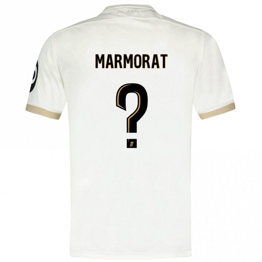 Men Football Mathéo Marmorat #0 White Gold Away Jersey 2024/25 T-Shirt Za