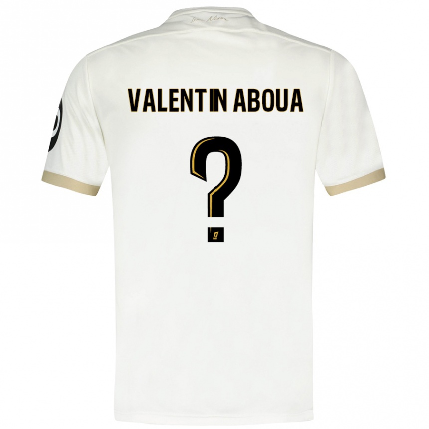 Men Football Louis Valentin Aboua #0 White Gold Away Jersey 2024/25 T-Shirt Za