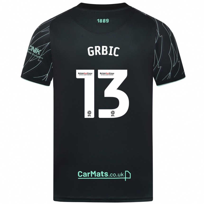 Men Football Ivo Grbic #13 Black Green Away Jersey 2024/25 T-Shirt Za