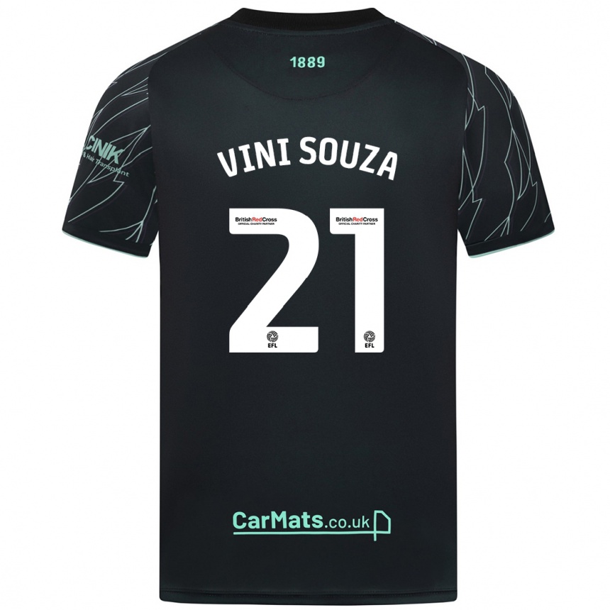 Men Football Vini Souza #21 Black Green Away Jersey 2024/25 T-Shirt Za