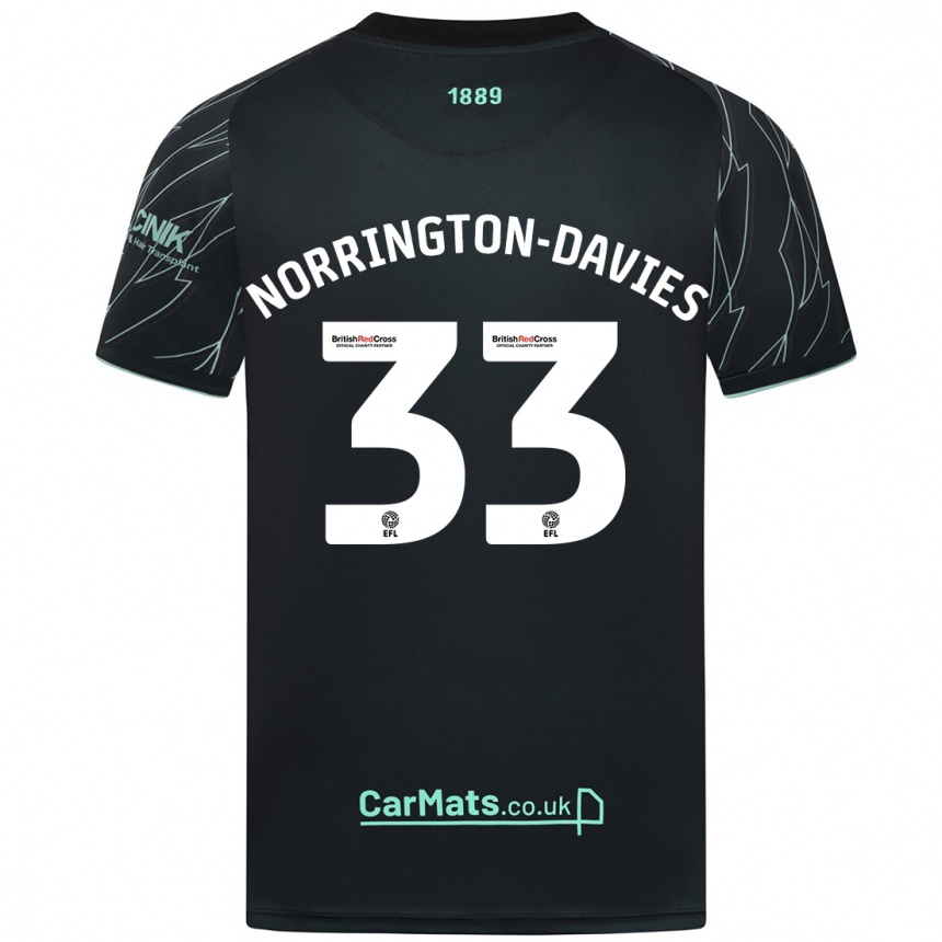 Men Football Rhys Norrington-Davies #33 Black Green Away Jersey 2024/25 T-Shirt Za