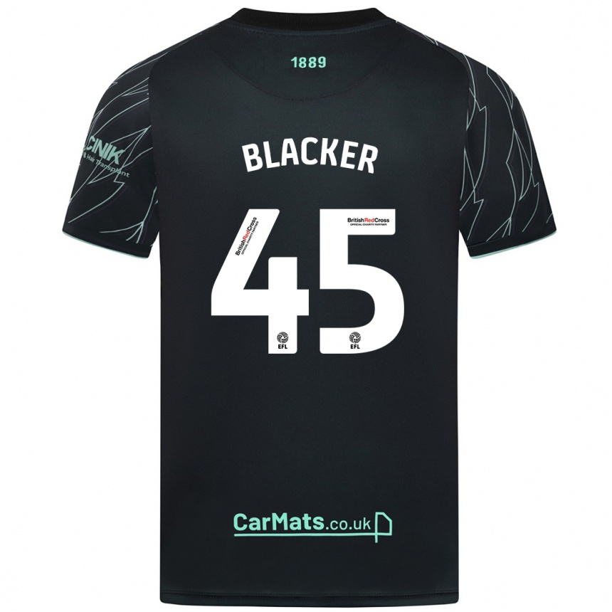 Men Football Billy Blacker #45 Black Green Away Jersey 2024/25 T-Shirt Za