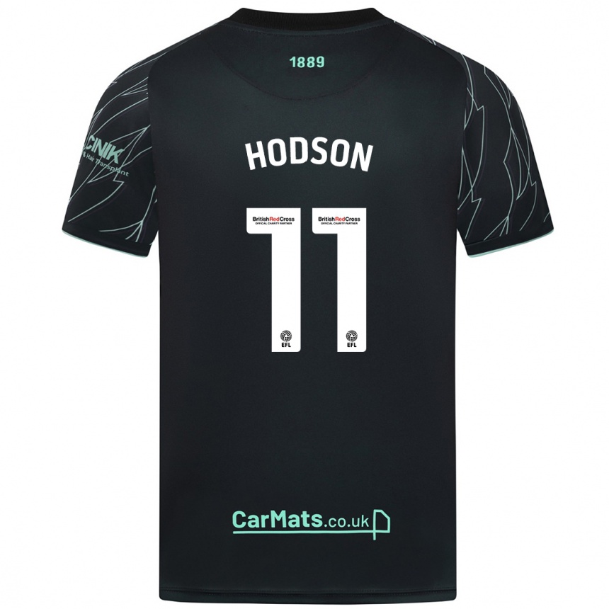 Men Football Ashley Hodson #11 Black Green Away Jersey 2024/25 T-Shirt Za