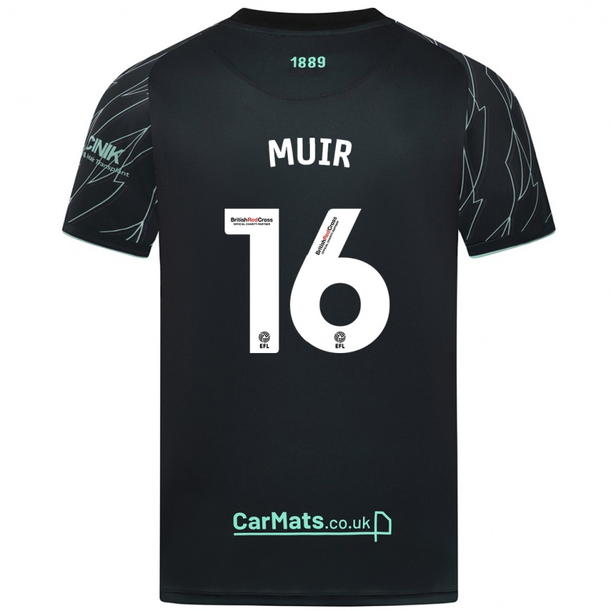 Men Football Chene Muir #16 Black Green Away Jersey 2024/25 T-Shirt Za