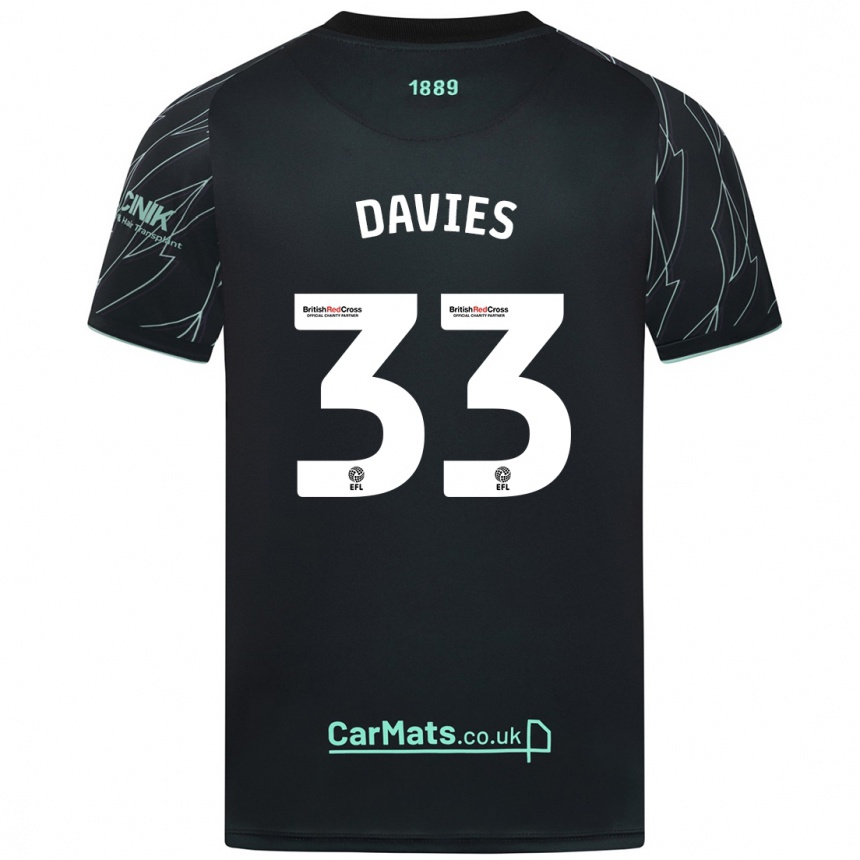 Men Football Bethan Davies #33 Black Green Away Jersey 2024/25 T-Shirt Za