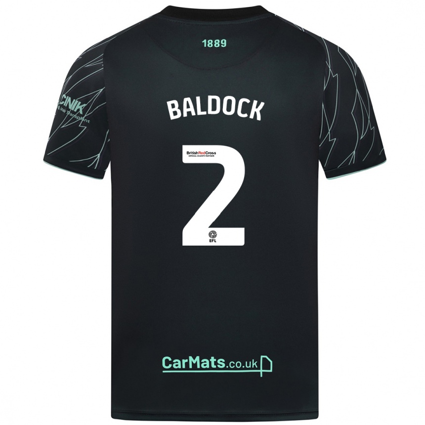 Men Football George Baldock #2 Black Green Away Jersey 2024/25 T-Shirt Za