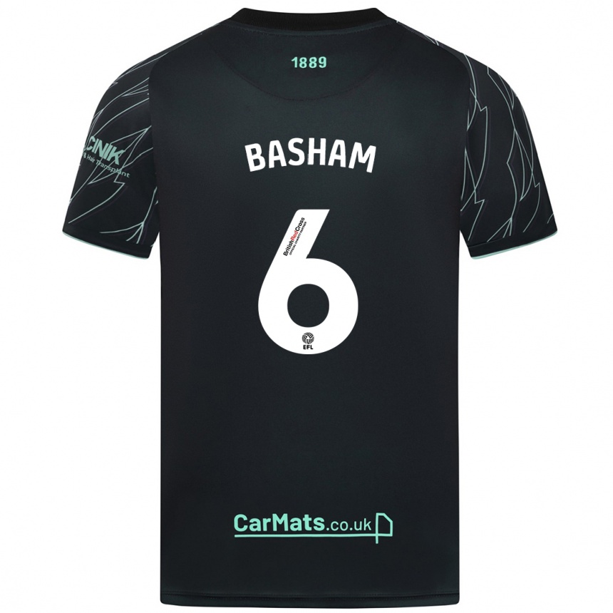 Men Football Chris Basham #6 Black Green Away Jersey 2024/25 T-Shirt Za