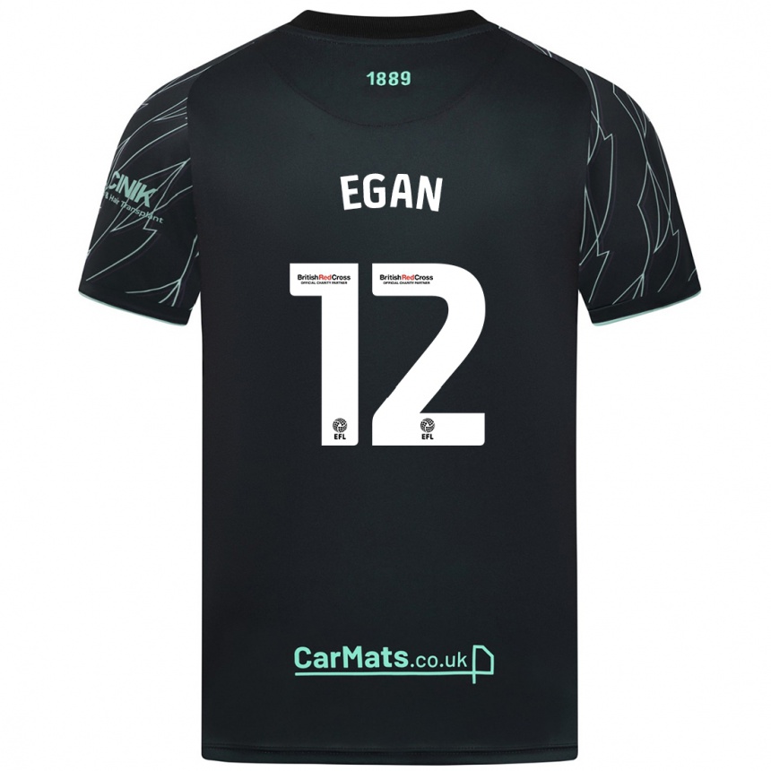 Men Football John Egan #12 Black Green Away Jersey 2024/25 T-Shirt Za