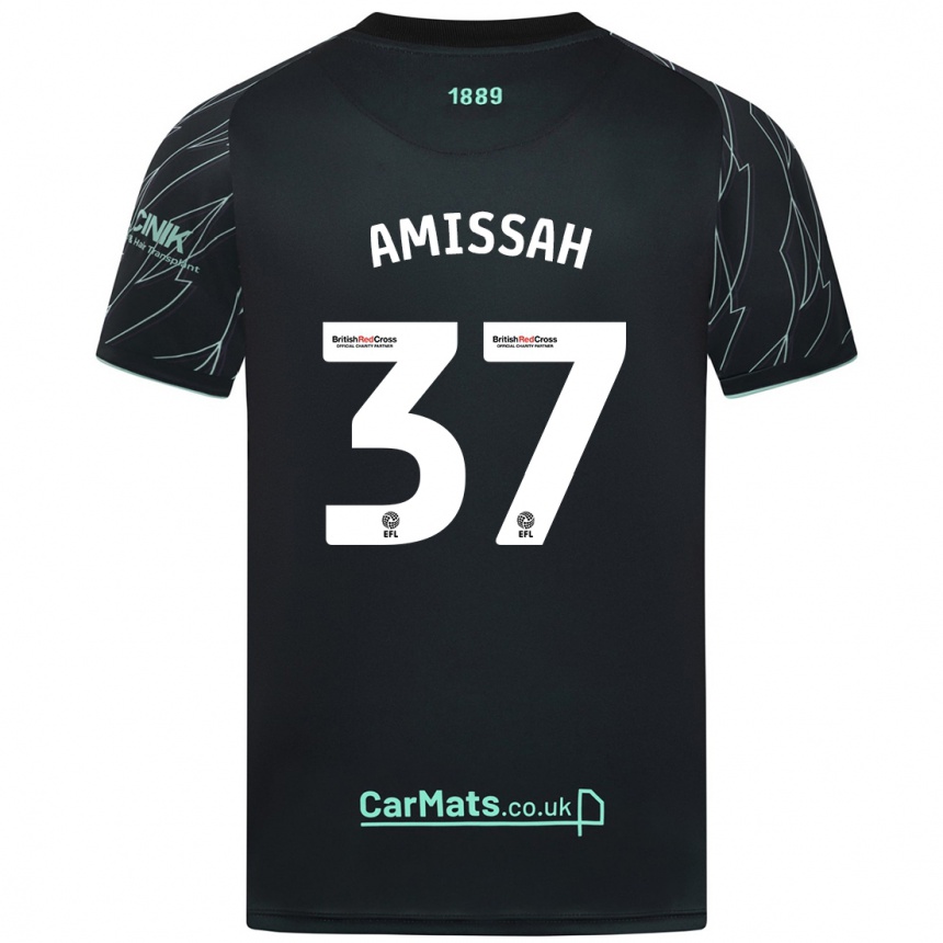 Men Football Jordan Amissah #37 Black Green Away Jersey 2024/25 T-Shirt Za