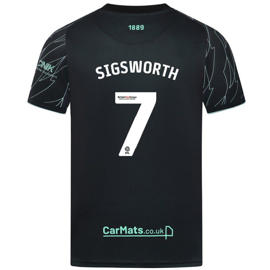 Men Football Jess Sigsworth #7 Black Green Away Jersey 2024/25 T-Shirt Za