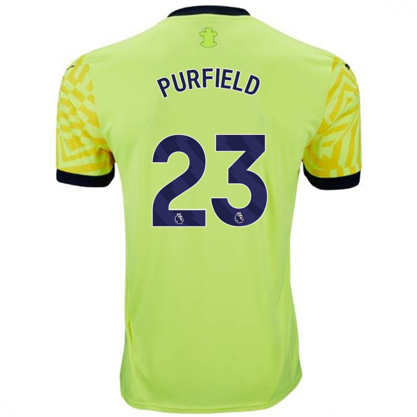 Men Football Jemma Elizabeth Purfield #23 Yellow Away Jersey 2024/25 T-Shirt Za