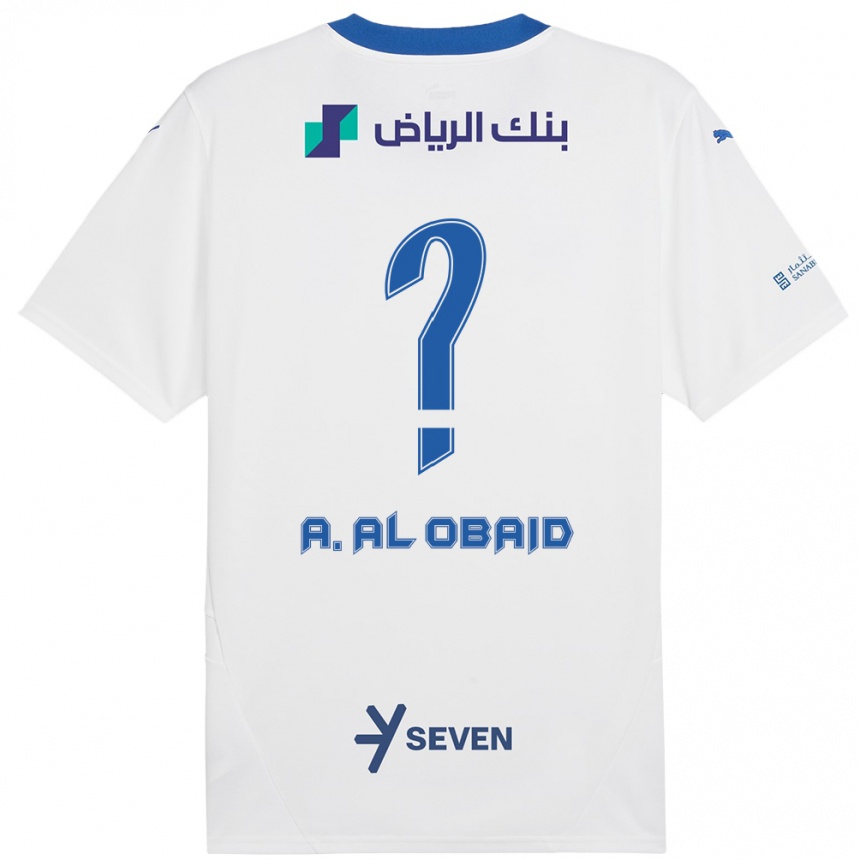 Men Football Abdulrahman Al-Obaid #0 White Blue Away Jersey 2024/25 T-Shirt Za