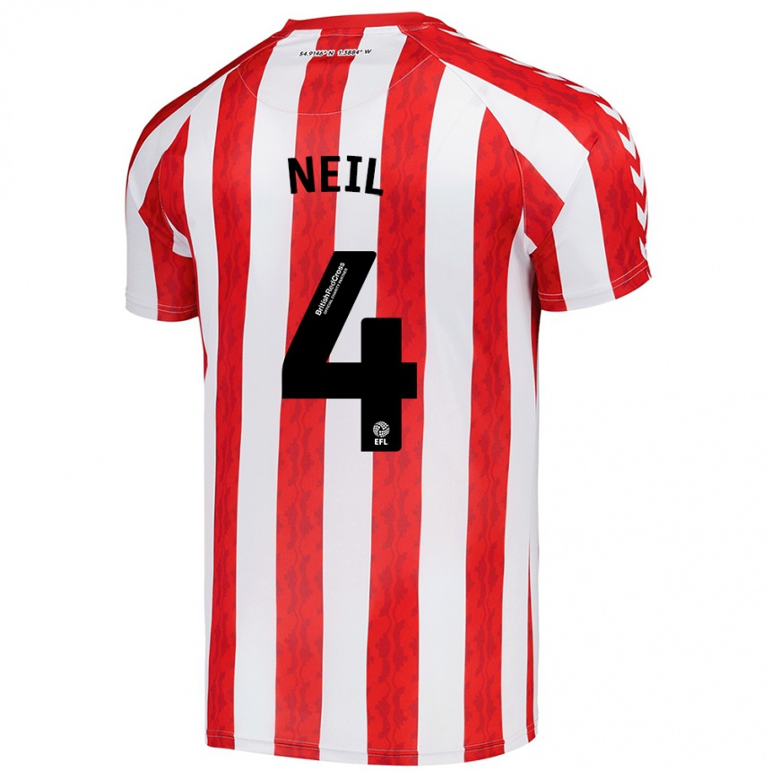 Women Football Dan Neil #4 Red White Home Jersey 2024/25 T-Shirt Za