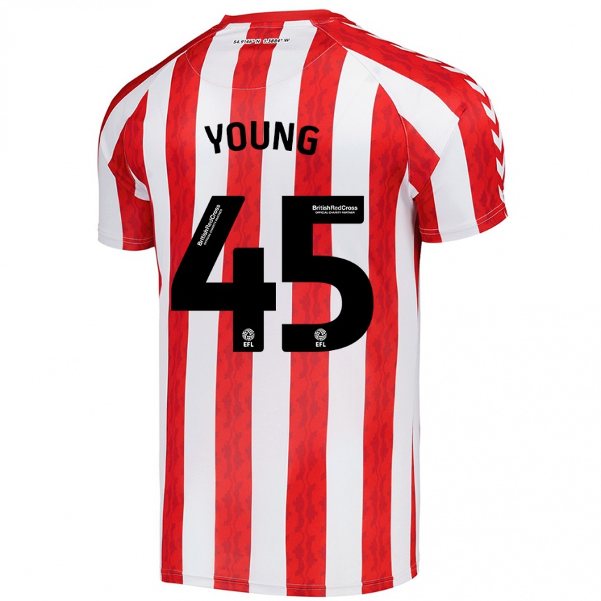 Women Football Matthew Young #45 Red White Home Jersey 2024/25 T-Shirt Za