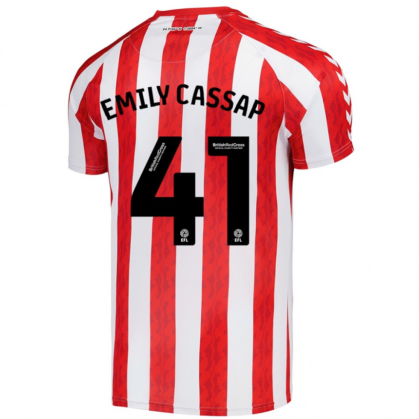 Women Football Emily Cassap #41 Red White Home Jersey 2024/25 T-Shirt Za