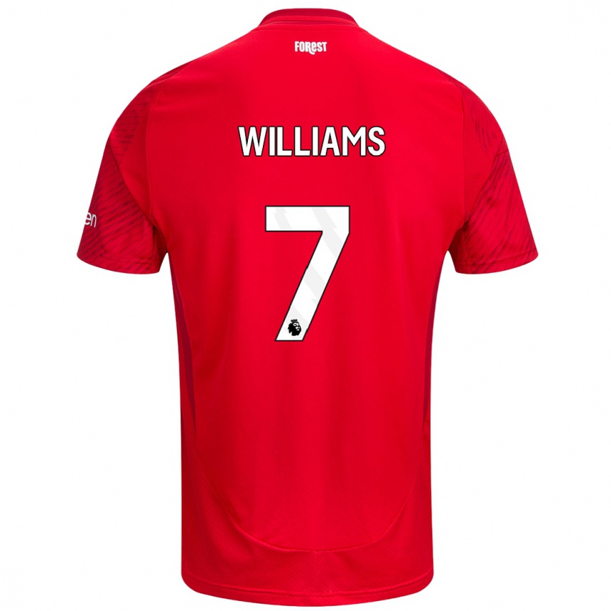 Women Football Neco Williams #7 Red White Home Jersey 2024/25 T-Shirt Za