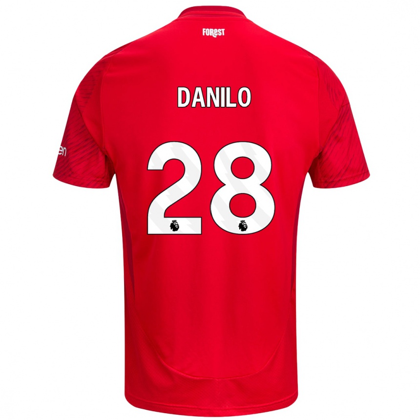 Women Football Danilo #28 Red White Home Jersey 2024/25 T-Shirt Za