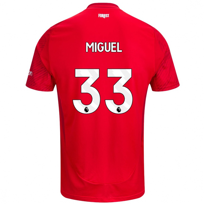 Women Football Carlos Miguel #33 Red White Home Jersey 2024/25 T-Shirt Za