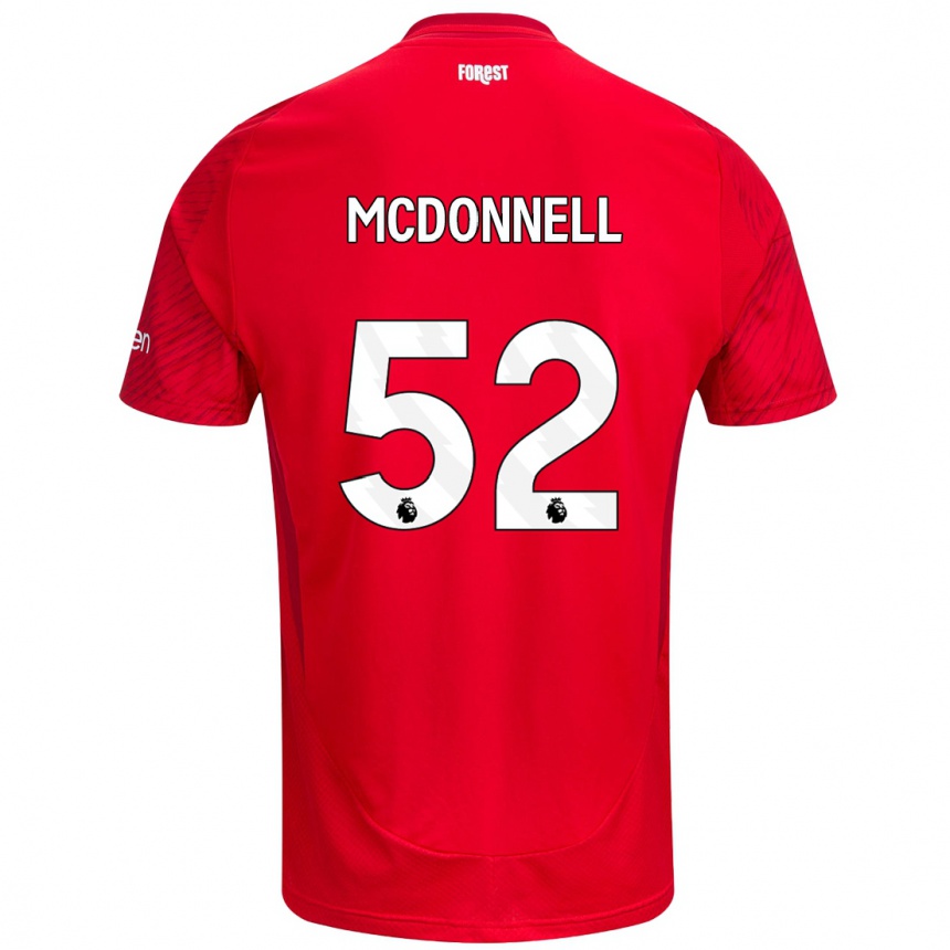 Women Football Jamie Mcdonnell #52 Red White Home Jersey 2024/25 T-Shirt Za