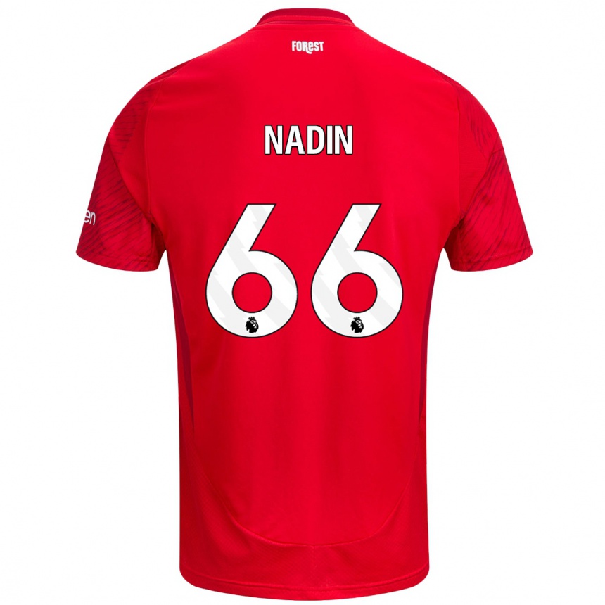 Women Football Jack Nadin #66 Red White Home Jersey 2024/25 T-Shirt Za