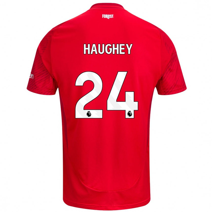 Women Football Ella Haughey #24 Red White Home Jersey 2024/25 T-Shirt Za