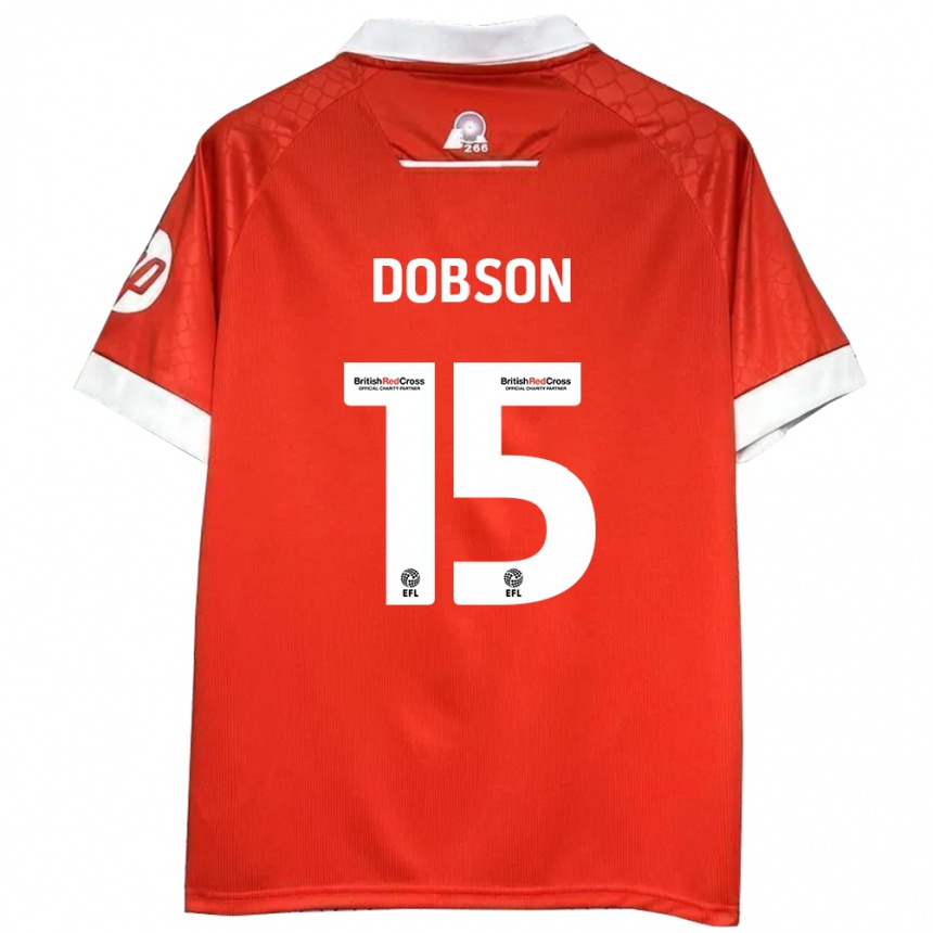 Women Football George Dobson #15 Red White Home Jersey 2024/25 T-Shirt Za