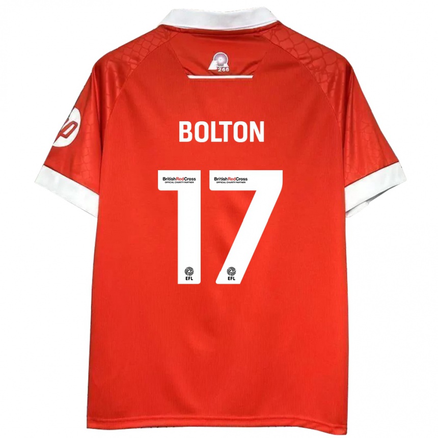 Women Football Luke Bolton #17 Red White Home Jersey 2024/25 T-Shirt Za