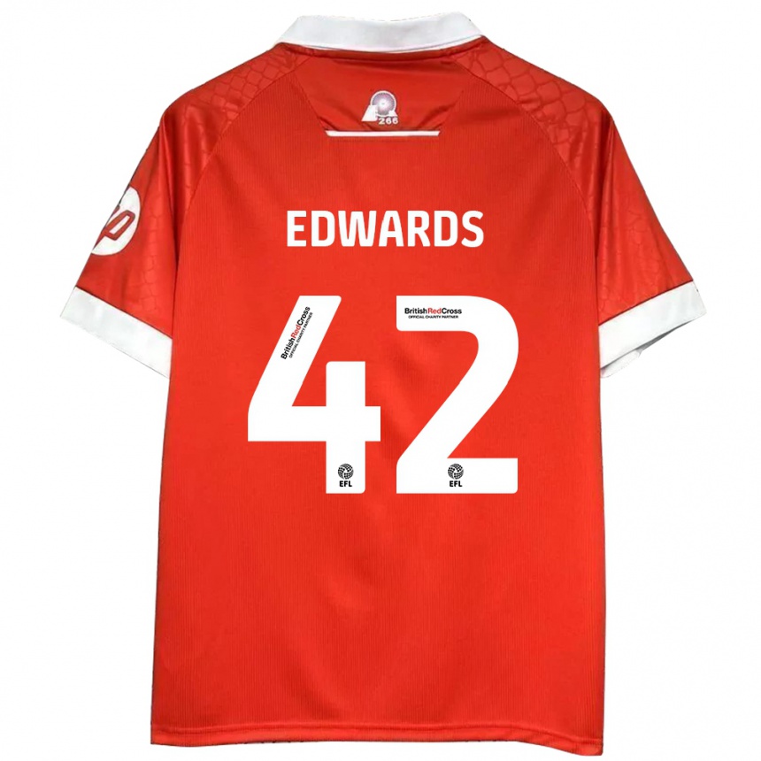 Women Football Callum Edwards #42 Red White Home Jersey 2024/25 T-Shirt Za