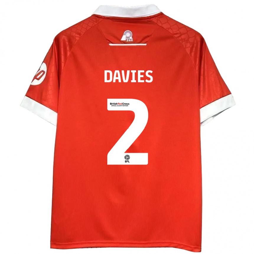 Women Football Phoebe Davies #2 Red White Home Jersey 2024/25 T-Shirt Za