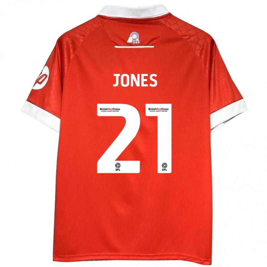 Women Football Lili Jones #21 Red White Home Jersey 2024/25 T-Shirt Za