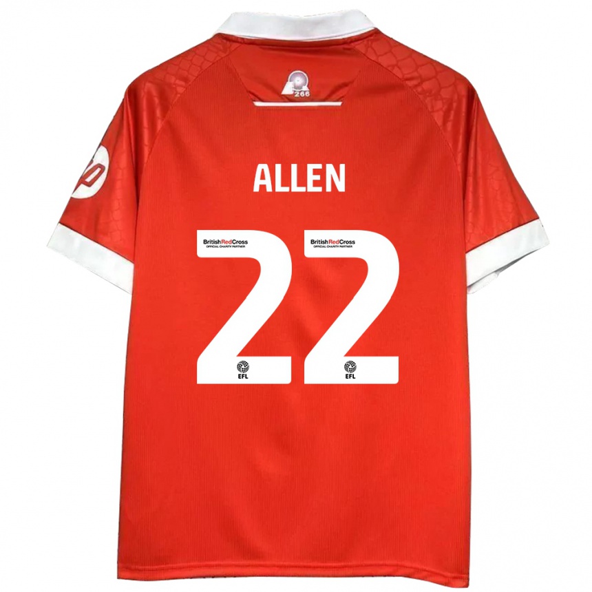 Women Football Keren Allen #22 Red White Home Jersey 2024/25 T-Shirt Za