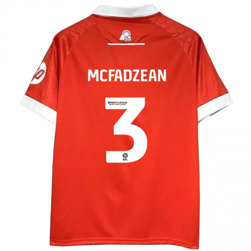 Women Football Callum Mcfadzean #3 Red White Home Jersey 2024/25 T-Shirt Za